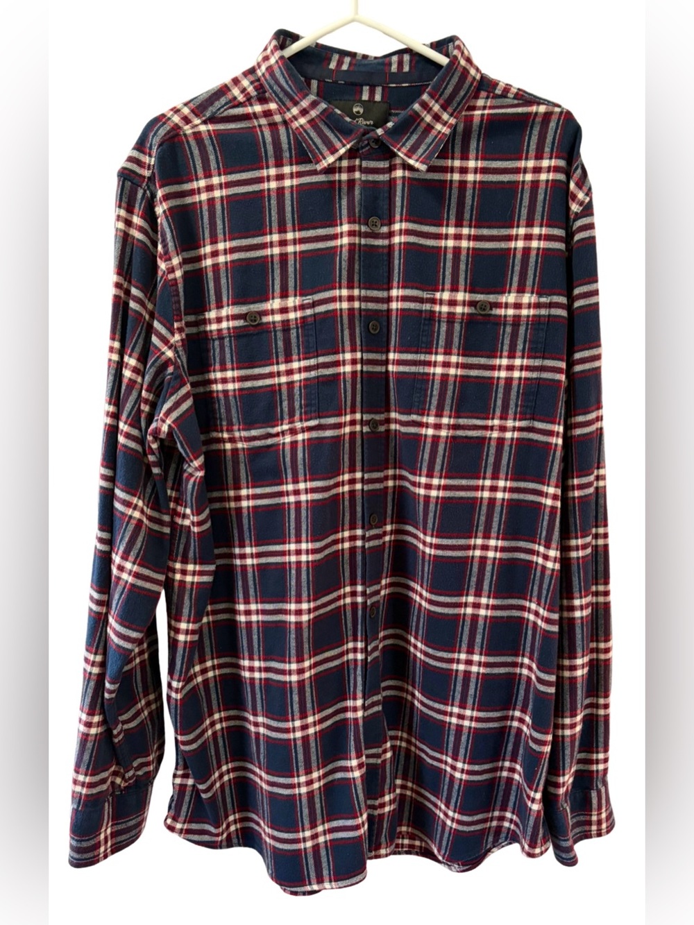 Wind River 2XLT Tall Plaid Flannel Shirt Navy Red Stretch Button Up
